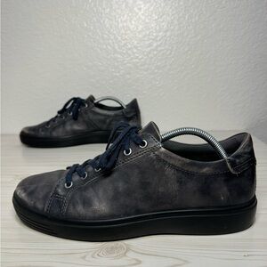 Ecco Soft Classic Men's Size 10/10.5 Black Leather Casual Sneakers Comfort Shoes